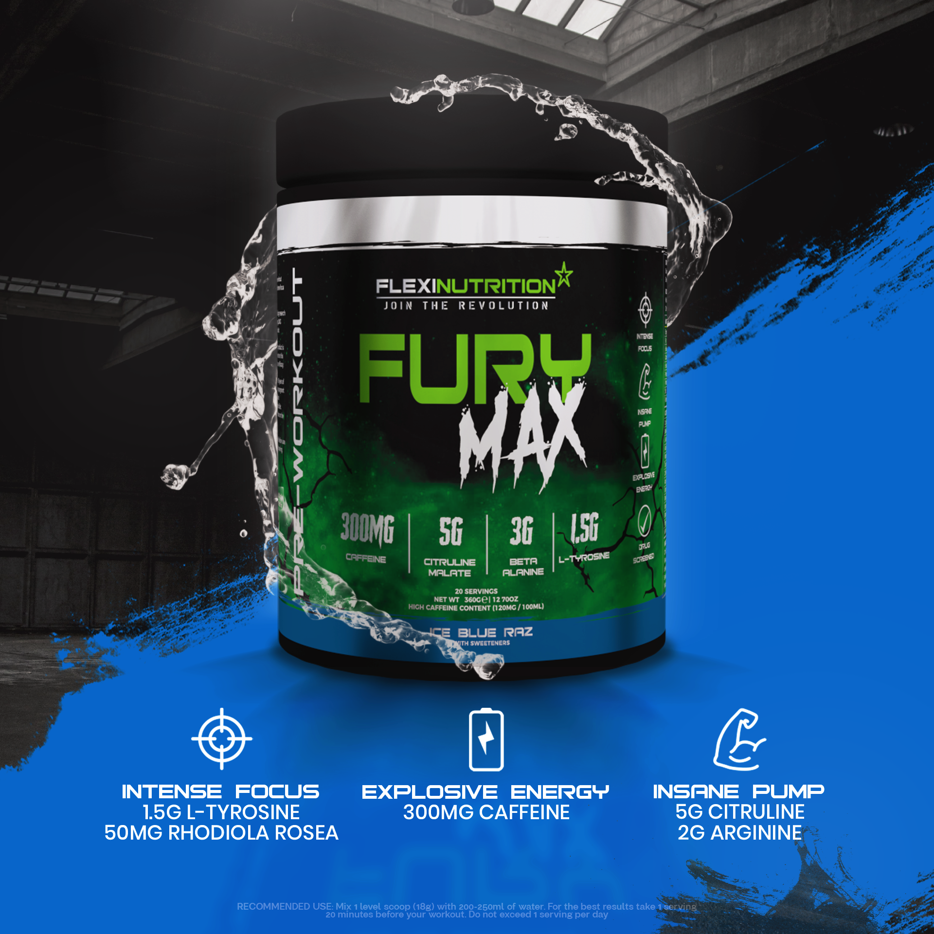 FURY Extreme Pre-Workout – Ice Blue Raz